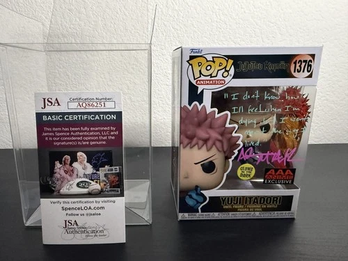 Yuji Itadori Funko Pop 1376 Signed Adam McArthur JSA COA Jujutsu Kaisen Quote
