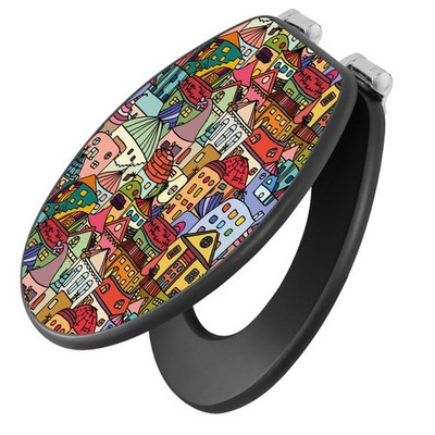 banjado  Toilettendeckel mit Absenkautomatik Anthrazit mit Motiv Funky Town