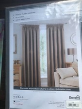 BNWT PAIR DUNELM BLACKOUT PENCIL PLEAT CURTAINS SOLAR LATTE W 46" DROP 54"