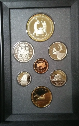 7-Coin Royal Canadian Mint Proof Set 1988 COA Silver Ironworks Dollar Coin