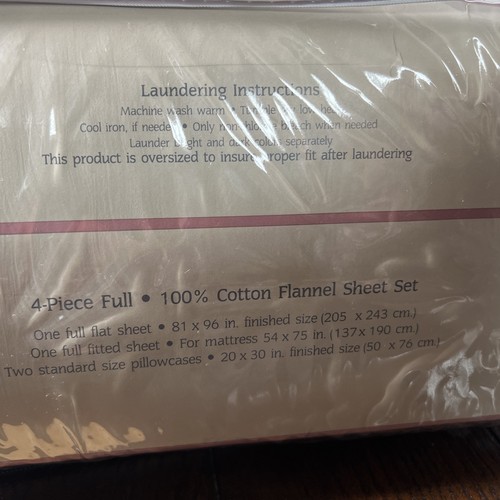 Vtg Rare Dream Styles 4-Piece Full Cotton Flannel Sheet Set New USA Jasmine Blue - Picture 8 of 8