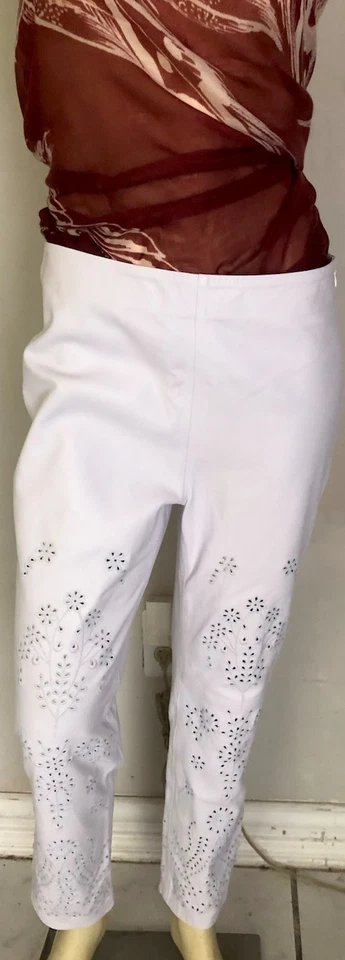 Женские кожаные брюки Ralph Lauren Black Label с цветочной вышивкой размер 6 - Изображение 3 из 4