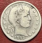1892 Barber Quarter. Free Shipping