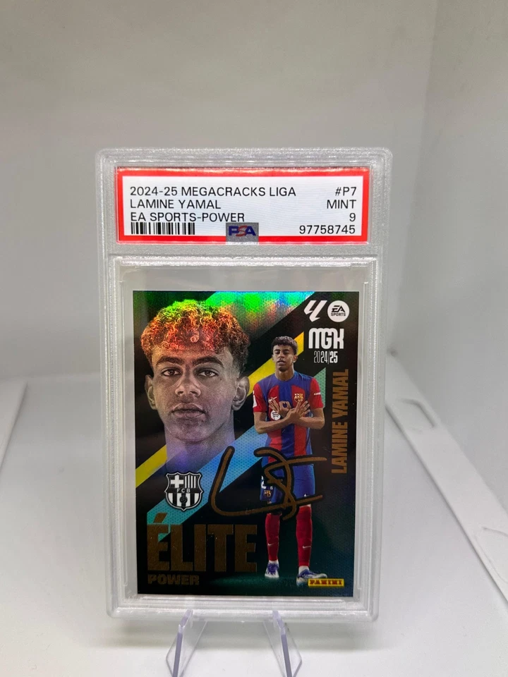 Lamine Yamal FC Barcelona Panini Megacracks Elite Power 2024 25#P7 Firma PSA 9 - Imagen 2 de 4