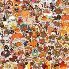 207 Pcs Fall Stickers Bulk Thankgiving Turkey Autumn Pumpkin Sticker Black 