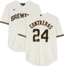 William Contreras Milwaukee Brewers Autographed Cream Nike Replica Jersey
