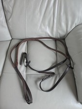Brown / Havanna Leather 57"Long Full Size Rubberised Grip Reins / Dressage Reins