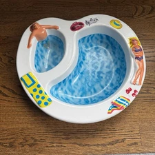 Vintage Plastic Chip And Dip Bowl Beach Swimming Pool Hot Tub Party Platter Tray