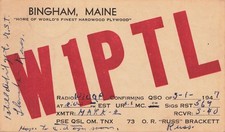 1947 QSL: W1PTL – O.R. (Russ) Brackett – Bingham, Maine