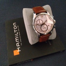 Hamilton Jazzmaster Chronograph H32612555 Wristwatch Silver Brown Leather