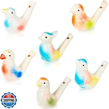 Gejoy 6 Pcs Bird Water Whistles for Kids Ceramic Bird Call Whistles Colorful 