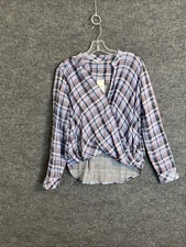 Splendid Womens Surplice Backyard Plaid Blouse Sz Small Plaid Gauzy Multi Color
