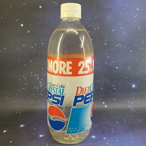 VTG Diet Crystal Clear Pepsi RARE 90's 20oz. Glass Bottle Sealed NOS 25% More  - Picture 6 of 16