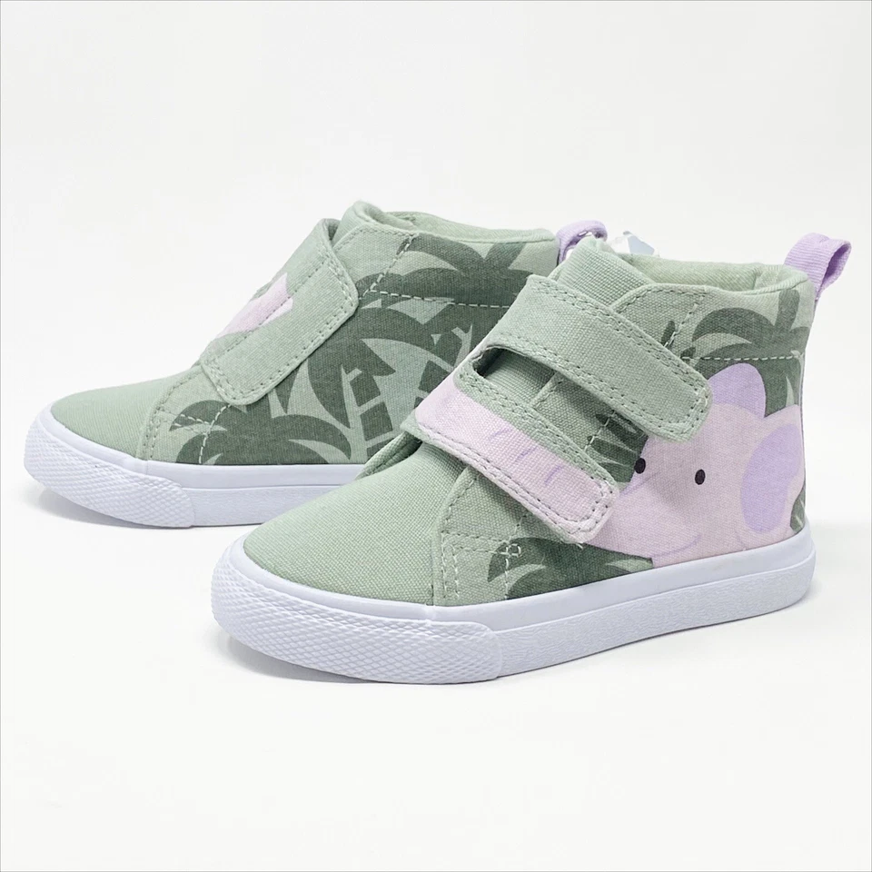 Cat & Jack 学步儿童高帮帆布运动鞋粉彩夏季野生动物园动物鞋 6 码 — 第 2/4 张图片
