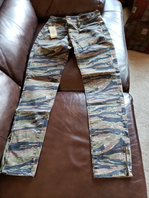 camo skinny jeans with ankle zipper