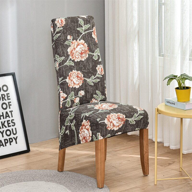 Cover Green Leaf Printed Elastic Long Back Slipcover