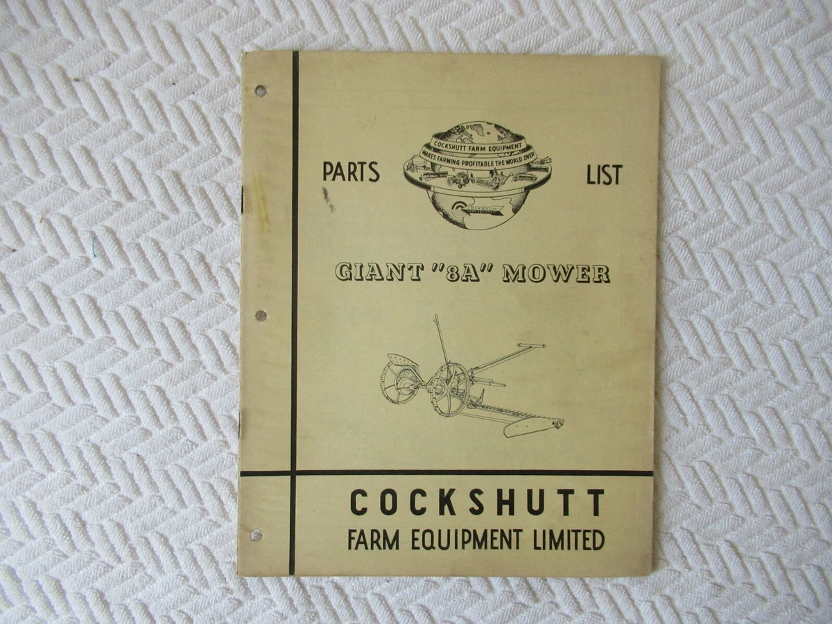 1953 Cockshutt 8A giant mower parts list catalog manual