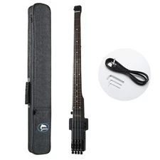 Travel Bass Guitar Electric Headless Bass 4 Strings Fretless with Gigbag