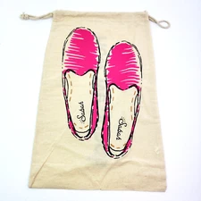 Sabah Shoes Beige Pink Canvas Tote Carrying Storage Dust Bag