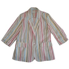 Lush Vertical Stripe Blazer with Ruched 3/4 Sleeves Women's Size Small - NWT