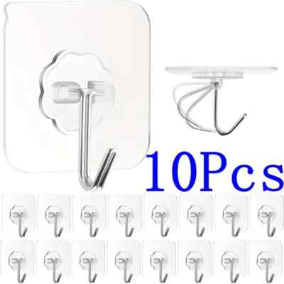 10pc Selbstklebend Magische Klebehaken Transparenter Haken Ohne Bohren Wandhaken