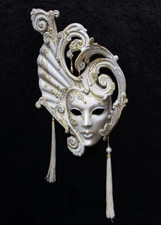 Máscaras Venezianas TURANDOT Usables Decorativas Venecia Carnaval Blanca En A