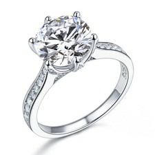 3Ct Round Brilliant Solitaire Simulated Diamond Engagement Ring S925 Silver 5-9