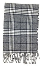  65 John Ashford Unisex Men'S Gray Black Plaid Warm Winter Acrylic Scarf