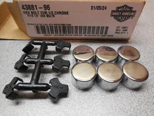 OEM HARLEY UNIVERSAL FITMENT CHROME 1/2 INCH HEX BOLT COVERS 6 PACK 43881-96