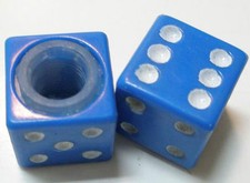 PAIR OF BLUE DICE BICYCLE VALVE STEM CAPS PARTS 112