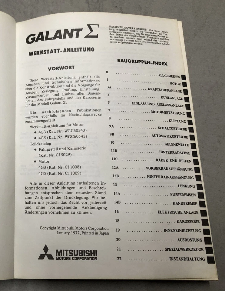 Manual De Taller Mitsubishi Galant Sigma / Sapporo / Sedán Año 1977 - 1980 - Imagen 2 de 4