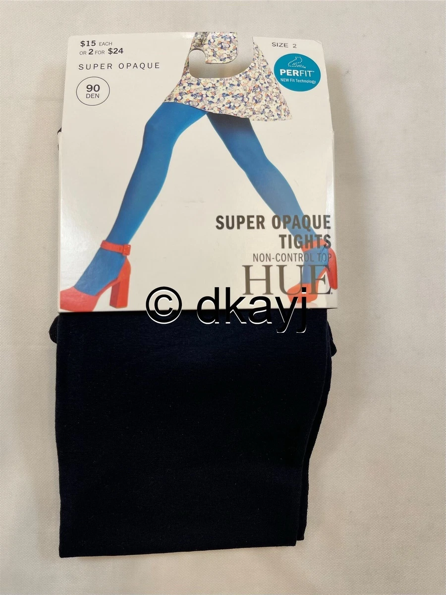 HUE PerFit Super Opaque Navy Blue Tights 2 Women 120-170 lbs NEW