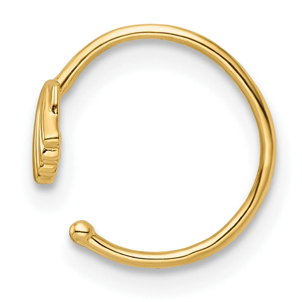 14k Yellow Gold 20 Gauge Scallop Shell Nose Ring Ear Cuff Earrings - Image 2 of 4