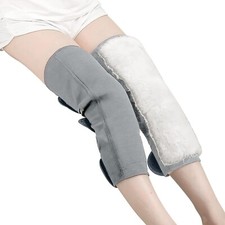 1 Pair Adult Long Wool Elastic Knee Brace Support Winter Adjustable Thermal Grey