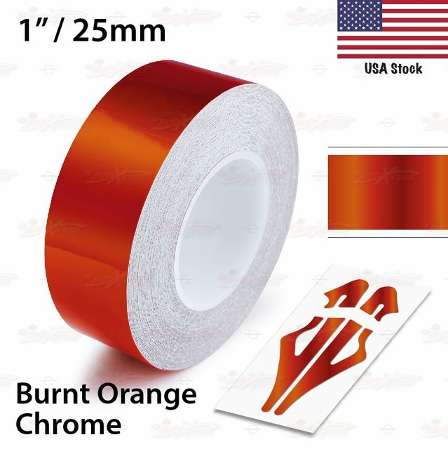 BURNTORANGE CHROME 1" PIN STRIPE Car Motorcycle Decal TAPE Vinyl