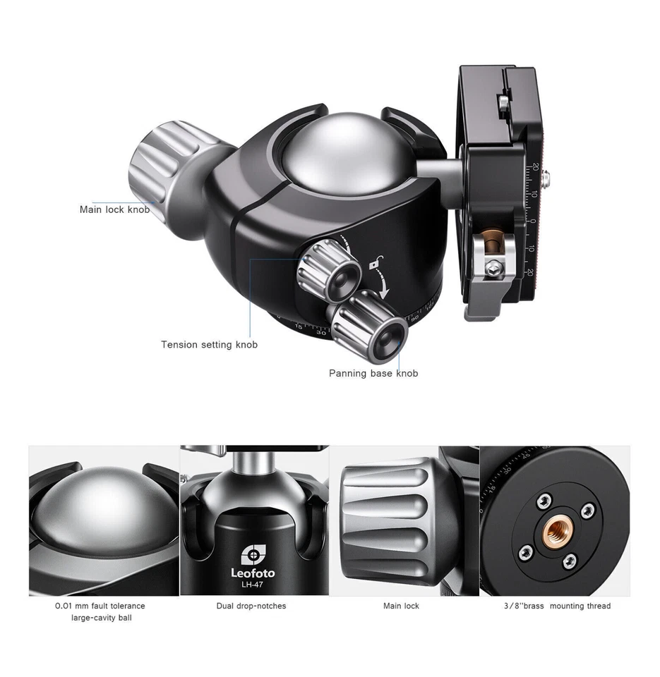 Leofoto LH-47LR Ball Head with LR-60 Lever Release Clamp | Arca - Image 4 of 4