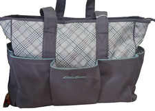 Eddie Bauer Gray and Plaid Diaper Bag with Attached Wetbag