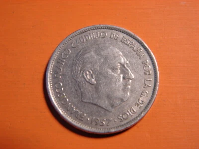 ESPAGNE. 25 PESETAS 1957. ETOILE 58 - Photo 1/2