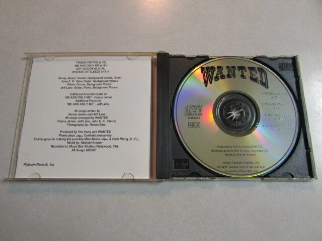 Wanted S/T Self Titled 4 Trk CD 1992 Platinum Label Indie Hard Rock Megarare OOP - Imagem 3 de 4