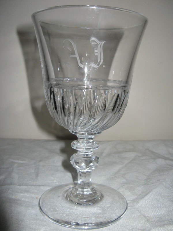Grand Goblet Cut Clear Wine Stem Heavy Glass Ware Engraved Lead Crystal Elegant