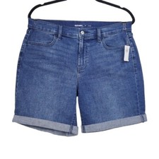 Old Navy Womens Blue Mid Rise Cuffed Denim Jean Shorts Size 8 NWT