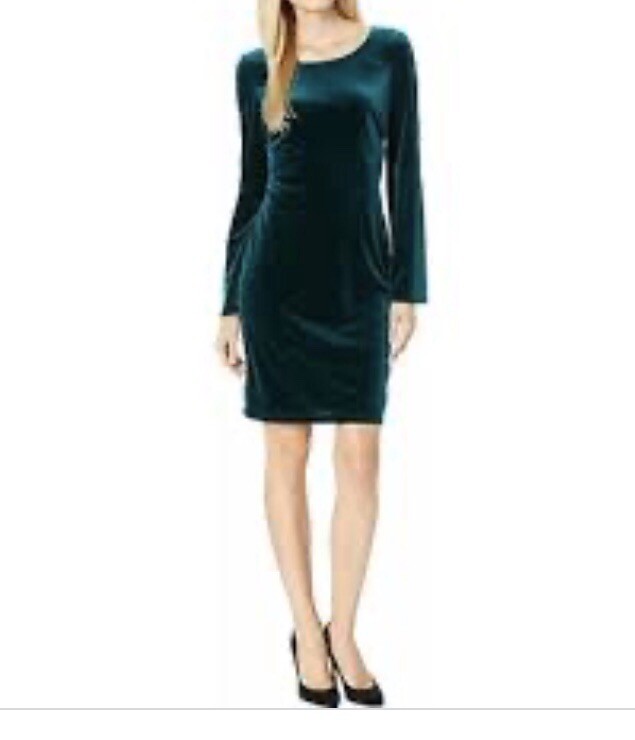 green velvet dress bell sleeves NWT Nine West 3/4 Sleeve Sz 12 Evergreen MSRP $89.00 bridal anarkali suit