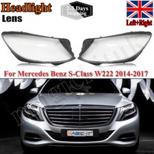 1Pair For Mercedes-Benz W222 S Class 2014-17 Clear Headlamp Headlight Lens Cover