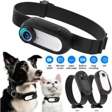 Wireless Pet Dog Cat Collar Camera 1080P Monitors Video Records Mini Sport Cam