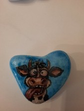 bemalter stein Handbemalt crazy Kuh verrückt sommer Geschenk Unikat Dekoration