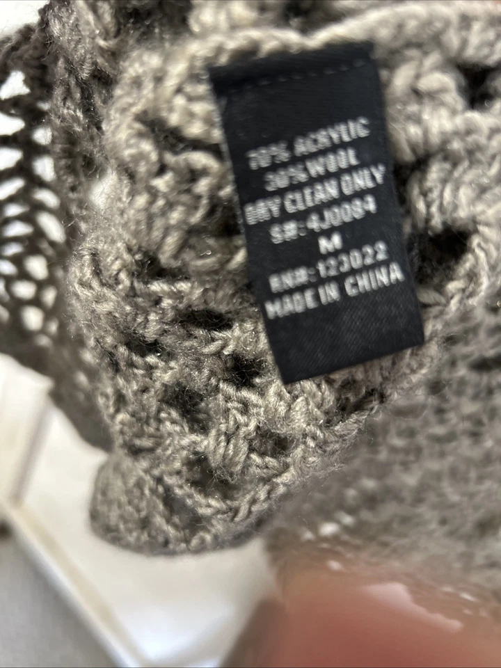 Chaleco cárdigan con capucha de ganchillo gris mezcla de lana Cecico para mujer Foto 4 de 4