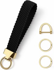 Stretchy Wristlet Keychain for Women Men, Cute Nylon Braided Wrist Bracelet for