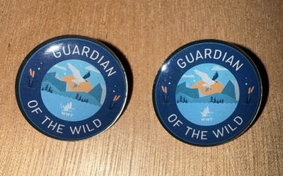 Zwei WWT Pin Anstecker Wächter der wilden Wildtiere Feuchtgebiete Neu 25 mm