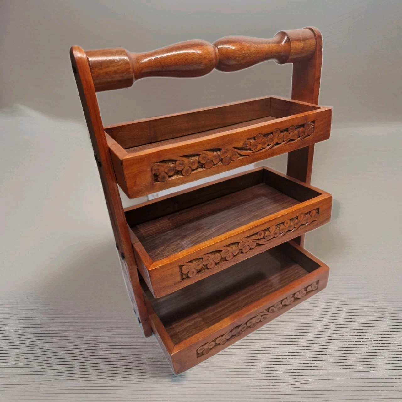 Handcrafted 3-tier Wooden Kitchen Organizer Spoon Rack Cutlery Stand Holder Rack