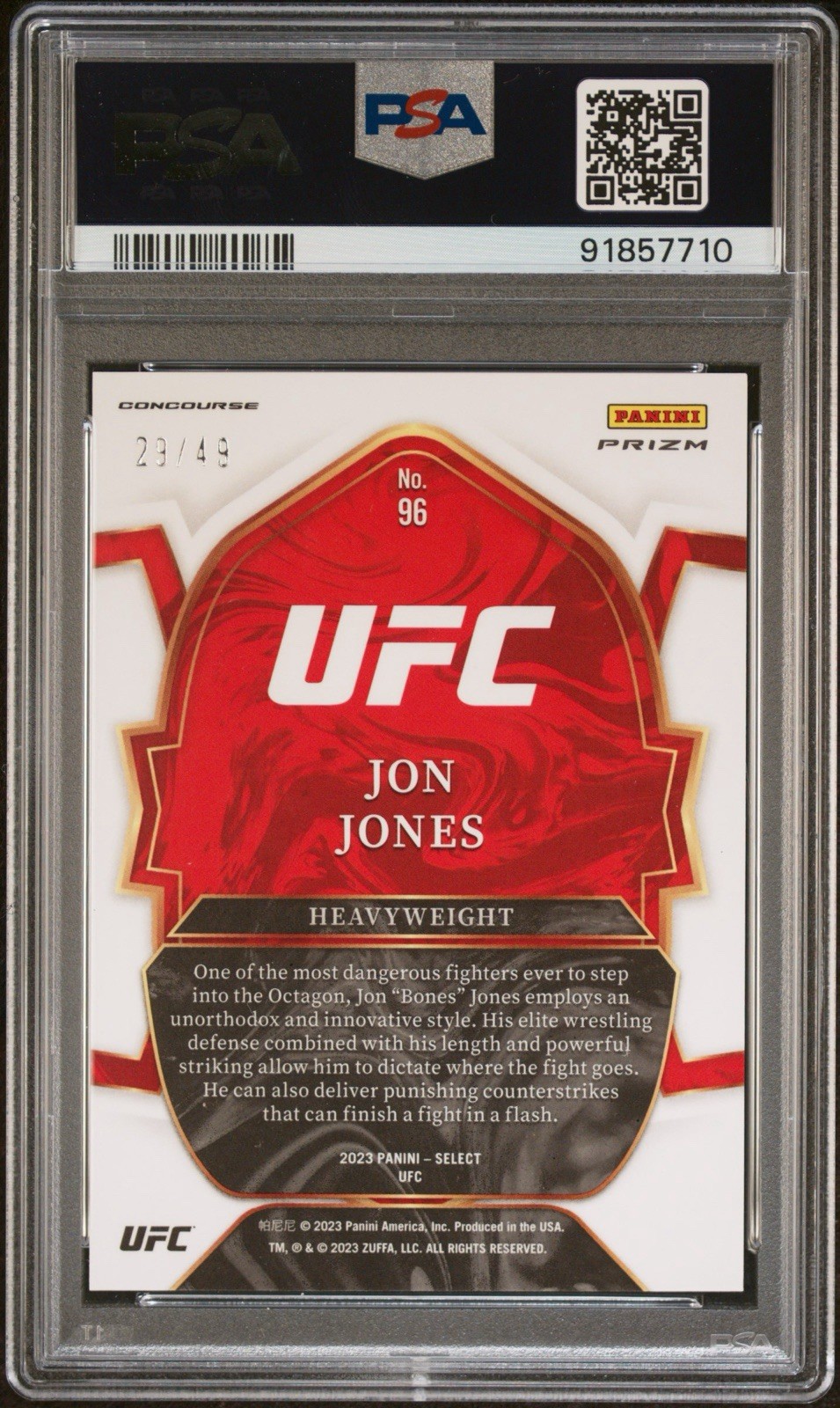 2023 Select UFC Jon Jones Blue Disco PSA 10 #29/49 view 2